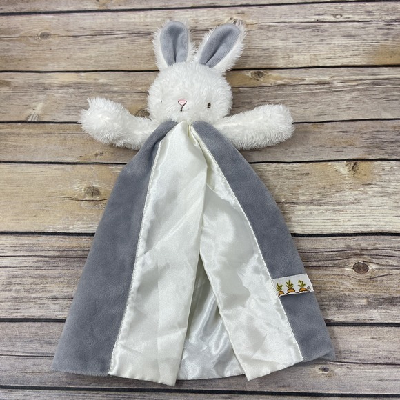Bunnies by the Bay Gray White Bunny Rabbit Lovey Blanket Satin Split Blanket - Picture 1 of 7
